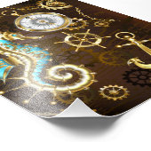 Holzboden mit mechanischem Seepferd Fotodruck (Ecke)