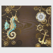 Holzboden mit mechanischem Seepferd Geschenkpapier (Flach)