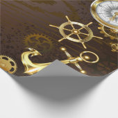 Holzboden mit mechanischem Seepferd Geschenkpapier (Ecke)