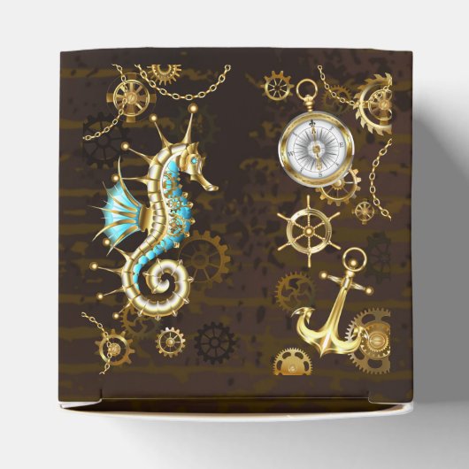 Holzboden mit mechanischem Seepferd Geschenkschachtel (Oben)