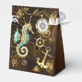 Holzboden mit mechanischem Seepferd Geschenkschachtel (Rückseite)