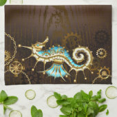 Holzboden mit mechanischem Seepferd Geschirrtuch (Gefaltet)