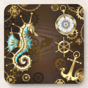 Holzboden mit mechanischem Seepferd Getränkeuntersetzer