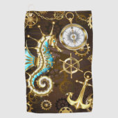 Holzboden mit mechanischem Seepferd Golfhandtuch (Vorderseite)