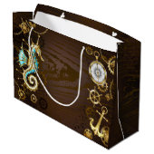 Holzboden mit mechanischem Seepferd Große Geschenktüte (Rückseite Schrägansicht)