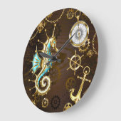 Holzboden mit mechanischem Seepferd Große Wanduhr (Winkel)