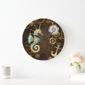 Holzboden mit mechanischem Seepferd Große Wanduhr (Zuhause)