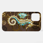 Holzboden mit mechanischem Seepferd iPhone Hülle (Rückseite (Horizontal))