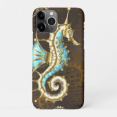 Holzboden mit mechanischem Seepferd iPhone Hülle (Rückseite)