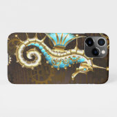 Holzboden mit mechanischem Seepferd iPhone Hülle (Rückseite (Horizontal))