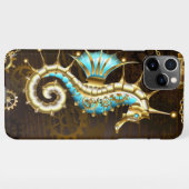 Holzboden mit mechanischem Seepferd iPhone Hülle (Rückseite (Horizontal))