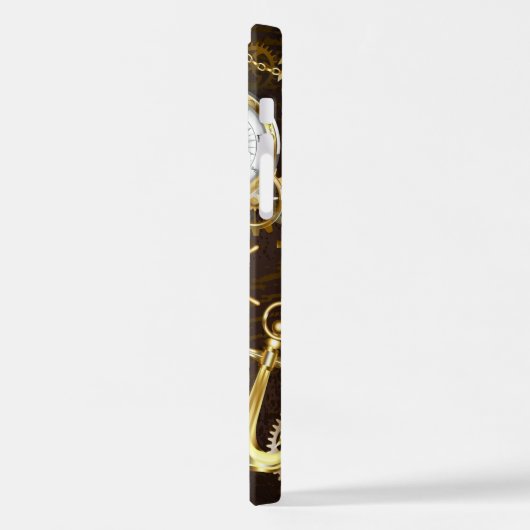 Holzboden mit mechanischem Seepferd iPhone Hülle (Linke Seite)