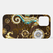 Holzboden mit mechanischem Seepferd iPhone Hülle (Rückseite (Horizontal))