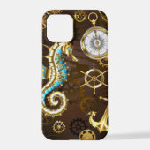 Holzboden mit mechanischem Seepferd iPhone Hülle (Rückseite)