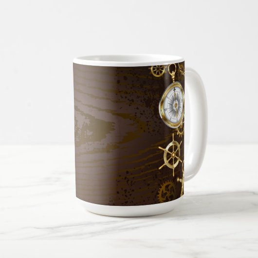 Holzboden mit mechanischem Seepferd Kaffeetasse (VorderseiteRechts)