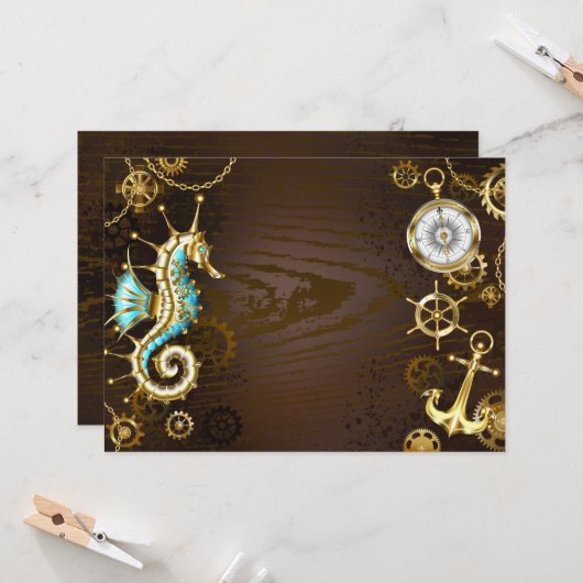 Holzboden mit mechanischem Seepferd Karte (Vorderseite/Rückseite Beispiel)