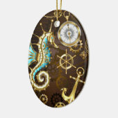 Holzboden mit mechanischem Seepferd Keramik Ornament (Links)