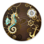 Holzboden mit mechanischem Seepferd Keramikknauf (Vorderseite)