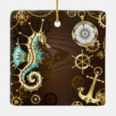 Holzboden mit mechanischem Seepferd Keramikornament (Rückseite)