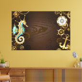 Holzboden mit mechanischem Seepferd Leinwanddruck (Insitu (Wohnzimmer))