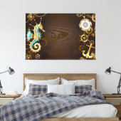 Holzboden mit mechanischem Seepferd Leinwanddruck (Insitu (Schlafzimmer))