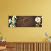 Holzboden mit mechanischem Seepferd Leinwanddruck (Insitu (Wohnzimmer))