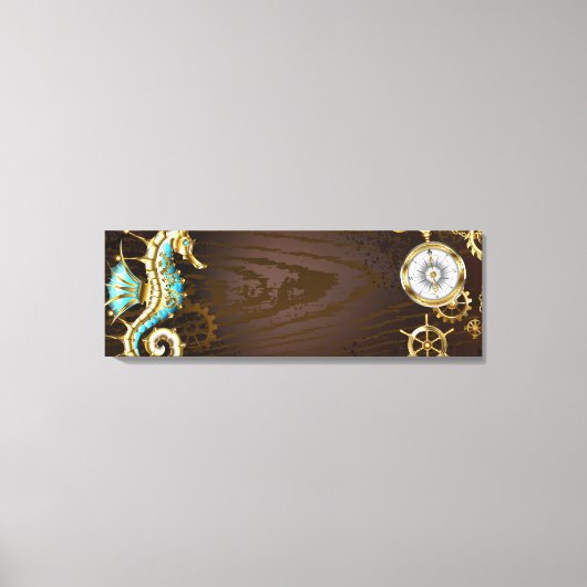 Holzboden mit mechanischem Seepferd Leinwanddruck (Vorderseite)