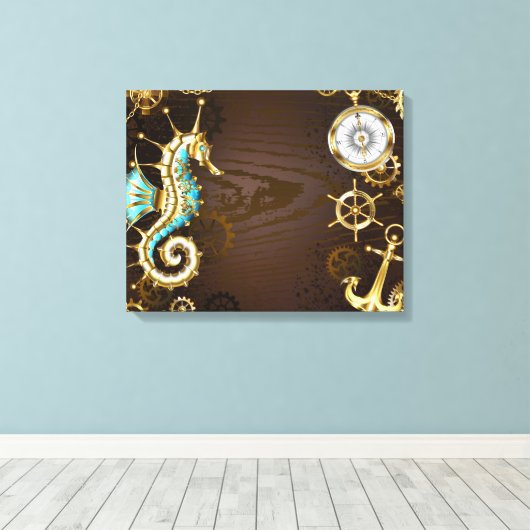 Holzboden mit mechanischem Seepferd Leinwanddruck (Insitu (Holzboden))