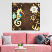 Holzboden mit mechanischem Seepferd Leinwanddruck (Insitu (Wohnzimmer))