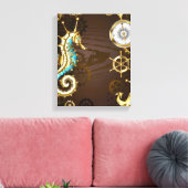 Holzboden mit mechanischem Seepferd Leinwanddruck (Insitu (Wohnzimmer))