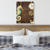 Holzboden mit mechanischem Seepferd Leinwanddruck (Insitu (Schlafzimmer))