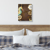 Holzboden mit mechanischem Seepferd Leinwanddruck (Insitu (Schlafzimmer))