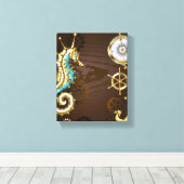 Holzboden mit mechanischem Seepferd Leinwanddruck (Insitu (Holzboden))