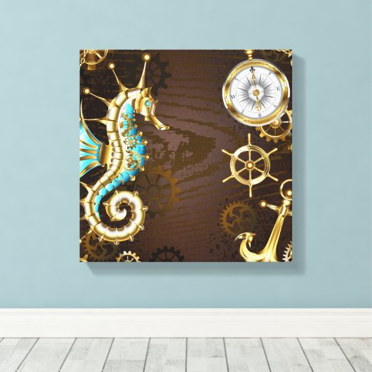 Holzboden mit mechanischem Seepferd Leinwanddruck (Insitu (Holzboden))