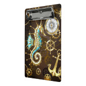 Holzboden mit mechanischem Seepferd Mini Klemmbrett (Gewinkelt2)