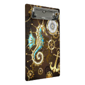 Holzboden mit mechanischem Seepferd Mini Klemmbrett (Schrägansicht)