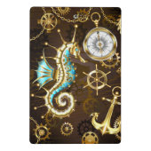 Holzboden mit mechanischem Seepferd Mini Klemmbrett (Rückseite)