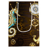Holzboden mit mechanischem Seepferd Mittlere Geschenktüte (Rückseite)