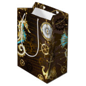 Holzboden mit mechanischem Seepferd Mittlere Geschenktüte (Rückseite Schrägansicht)