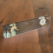 Holzboden mit mechanischem Seepferd Namensplakette (Seite)