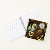 Holzboden mit mechanischem Seepferd Notizblock (Innenseite)