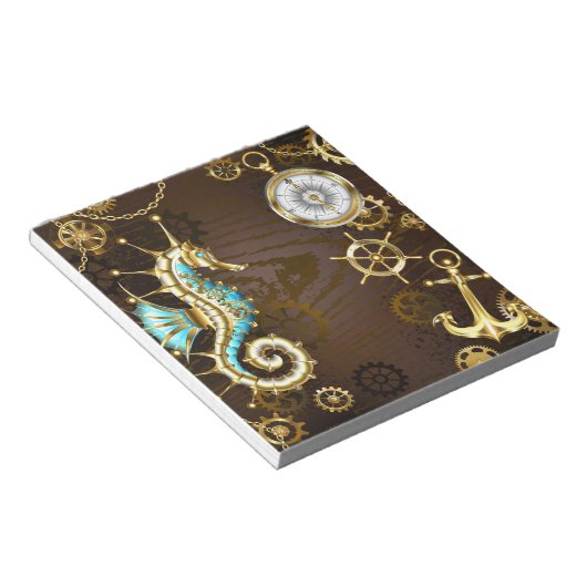 Holzboden mit mechanischem Seepferd Notizblock (angewinkelt)