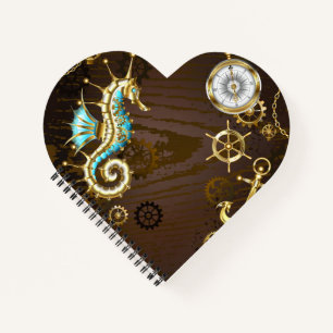 Holzboden mit mechanischem Seepferd Notizblock