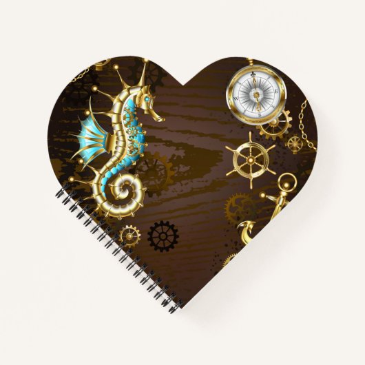 Holzboden mit mechanischem Seepferd Notizblock (Vorderseite)