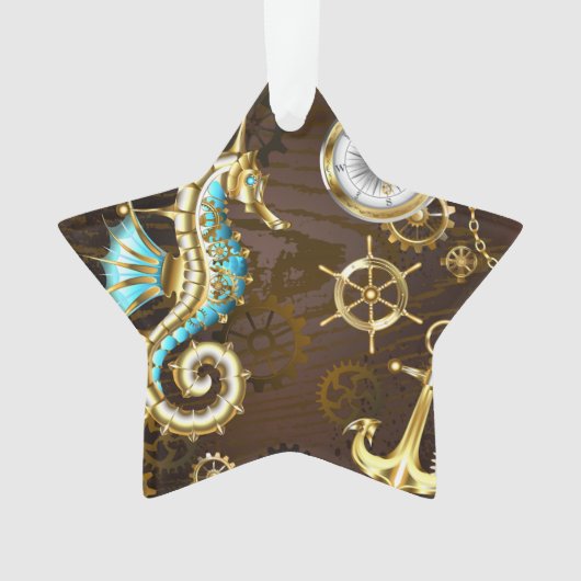 Holzboden mit mechanischem Seepferd Ornament (Vorderseite)