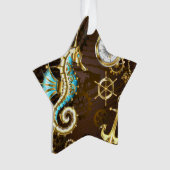 Holzboden mit mechanischem Seepferd Ornament (Vorderseite)