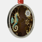 Holzboden mit mechanischem Seepferd Ornament Aus Metall (Rechts)