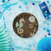 Holzboden mit mechanischem Seepferd Pappteller (Party)