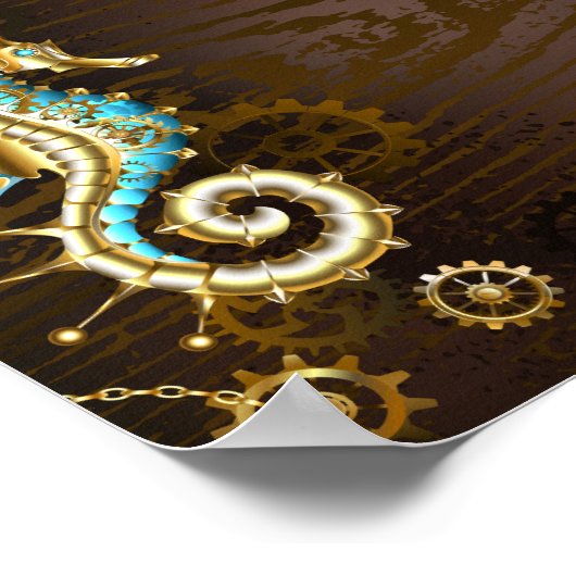 Holzboden mit mechanischem Seepferd Poster (Ecke)