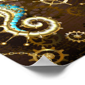 Holzboden mit mechanischem Seepferd Poster (Ecke)